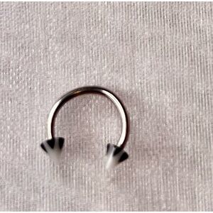 Silver and Black Horseshoe Piercing